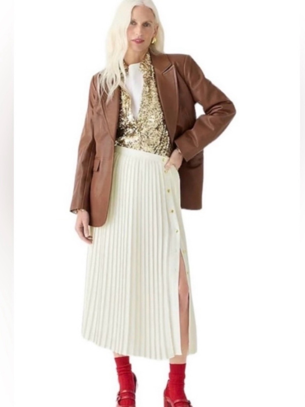J. Crew Pleated Midi Skirt